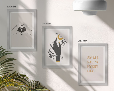 Framed triptych Minimalist illustrations inspiring boho text