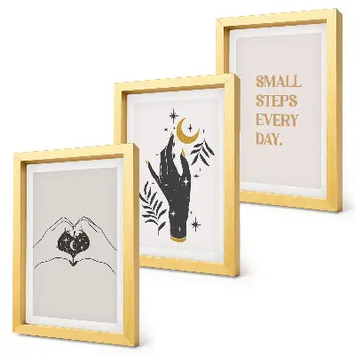 Minimalist boho text illustration triptych framed set of 3