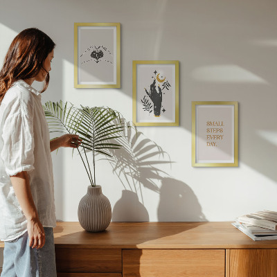 Framed triptych Minimalist illustrations inspiring boho text
