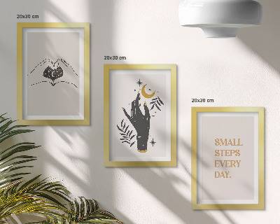 Framed triptych Minimalist illustrations inspiring boho text