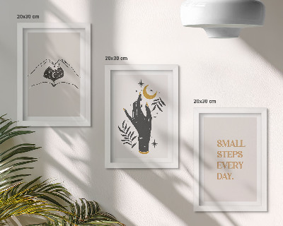 Framed triptych Minimalist illustrations inspiring boho text