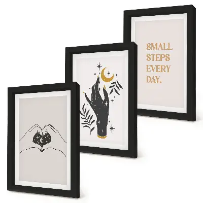 Minimalist boho text illustration triptych framed set of 3