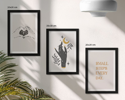 Framed triptych Minimalist illustrations inspiring boho text