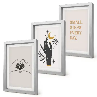 Minimalist boho text illustration triptych framed set of 3