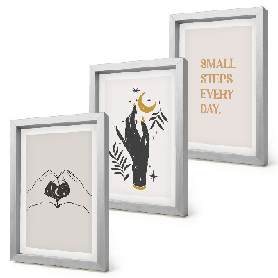 Framed triptych Minimalist illustrations inspiring boho text