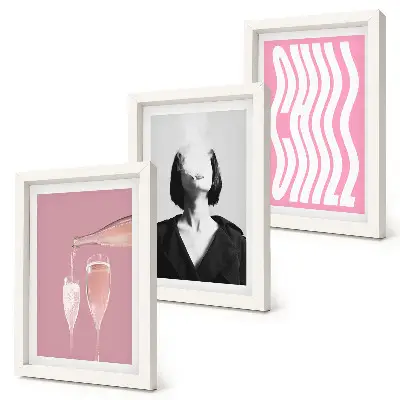 3-piece wall art set stylish portrait of a woman relaxing with champagne