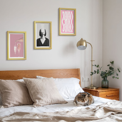 3-piece wall art set Stylish portrait of a woman in champagne relaxing