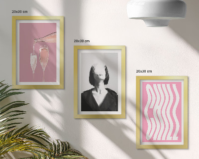 3-piece wall art set Stylish portrait of a woman in champagne relaxing