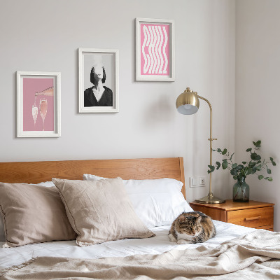 3-piece wall art set Stylish portrait of a woman in champagne relaxing