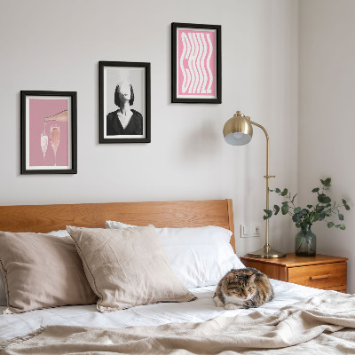 3-piece wall art set Stylish portrait of a woman in champagne relaxing