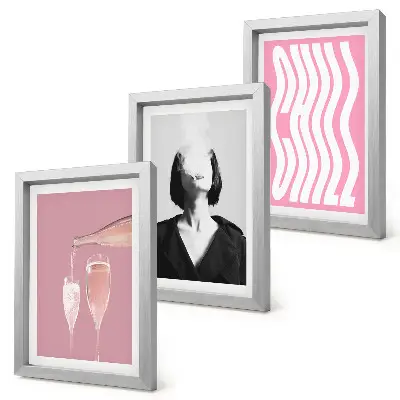 3-piece wall art set stylish portrait of a woman relaxing with champagne