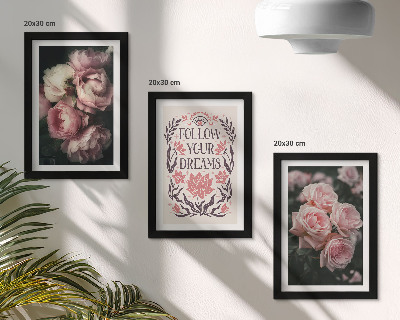 Photo frame wall Vintage roses with the inscription about dreams
