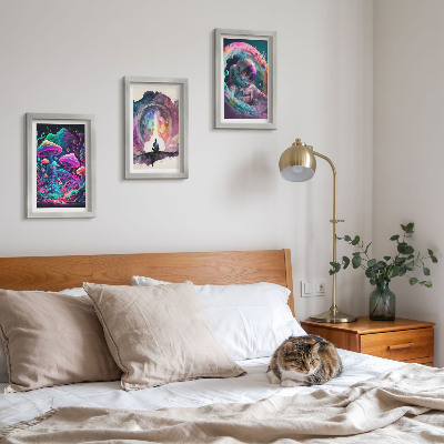 Framed triptych Colorful illustrations in fantasy art style