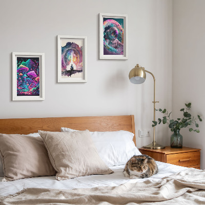 Framed triptych Colorful illustrations in fantasy art style