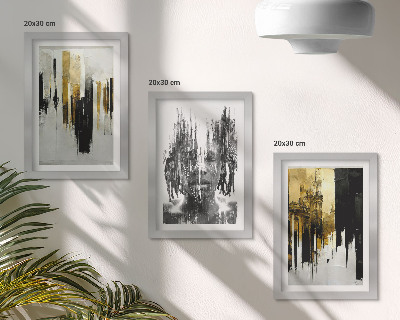 Framed triptych Contrasting abstractions with portraiture and architecture