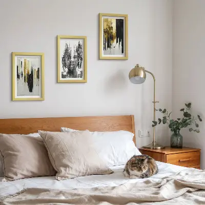 Contrasting abstractions with portraiture and architecture framed triptych