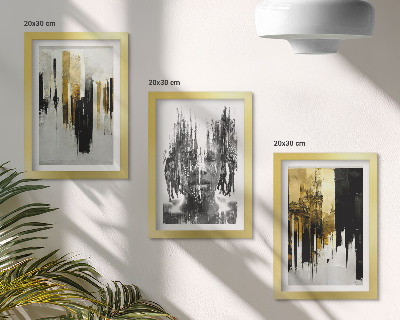 Framed triptych Contrasting abstractions with portraiture and architecture