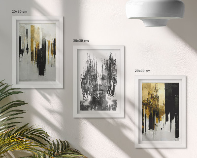 Framed triptych Contrasting abstractions with portraiture and architecture