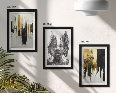 Framed triptych Contrasting abstractions with portraiture and architecture