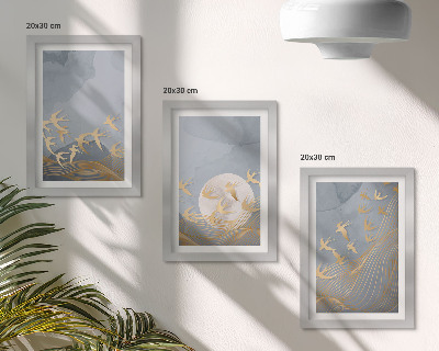Photo frame wall Birds in flight against the sky and moon