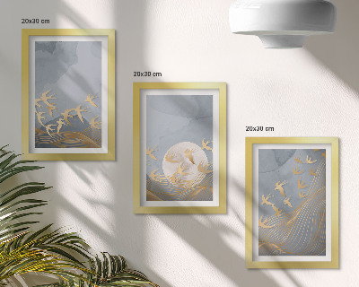 Photo frame wall Birds in flight against the sky and moon