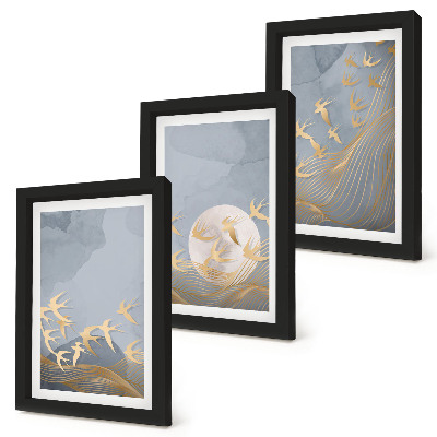 Photo frame wall Birds in flight against the sky and moon