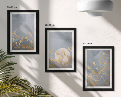 Photo frame wall Birds in flight against the sky and moon