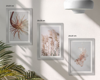Photo frame wall Flowers and grasses on a light background in a harmonious set