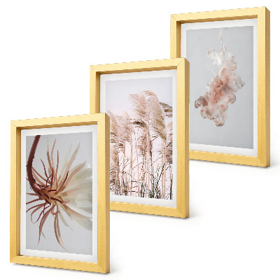 Photo frame wall Flowers and grasses on a light background in a harmonious set