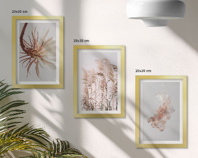 Photo frame wall Flowers and grasses on a light background in a harmonious set
