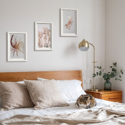 Photo frame wall Flowers and grasses on a light background in a harmonious set