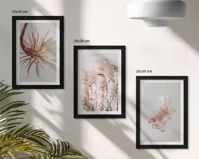 Photo frame wall featuring flowers and grasses on a light background in a harmonious set