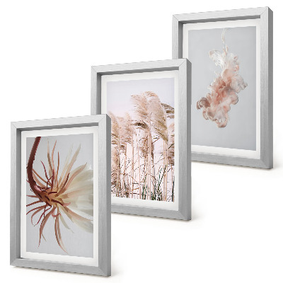 Photo frame wall Flowers and grasses on a light background in a harmonious set