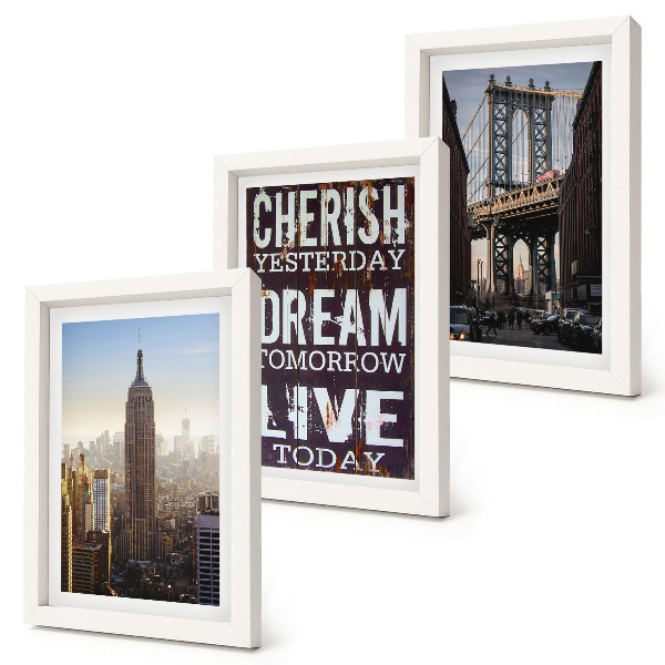 Framed triptych New York City Landscapes with an Inspiring Quote