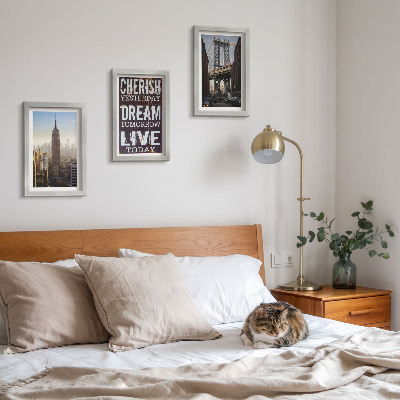 Framed triptych New York City Landscapes with an Inspiring Quote