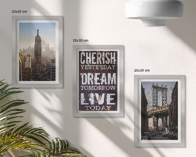 Framed triptych New York City Landscapes with an Inspiring Quote