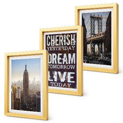 Framed triptych New York City Landscapes with an Inspiring Quote