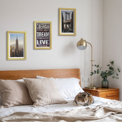 Framed triptych New York City Landscapes with an Inspiring Quote