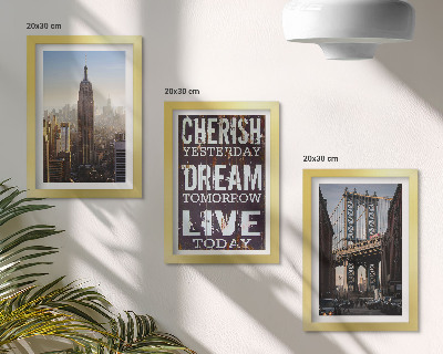 Framed triptych New York City Landscapes with an Inspiring Quote