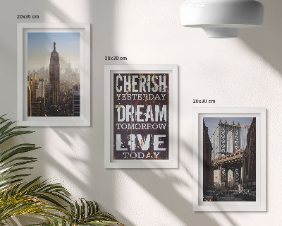 Framed triptych New York City Landscapes with an Inspiring Quote