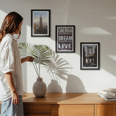 Framed triptych New York City Landscapes with an Inspiring Quote