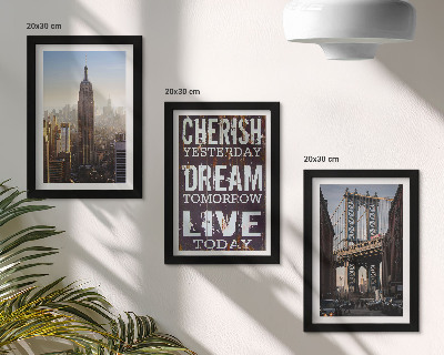 Framed triptych New York City Landscapes with an Inspiring Quote