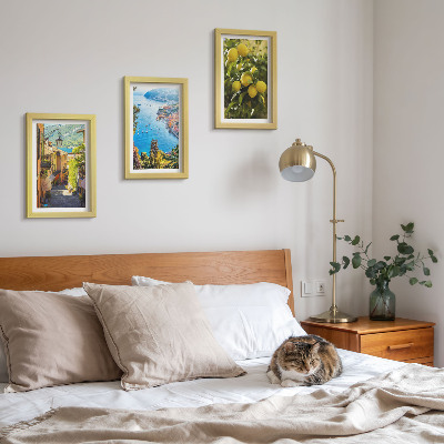 Photo frame wall Picturesque seaside streets with a view of the sea and lemons