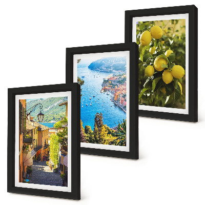 Photo frame wall Picturesque seaside streets with a view of the sea and lemons