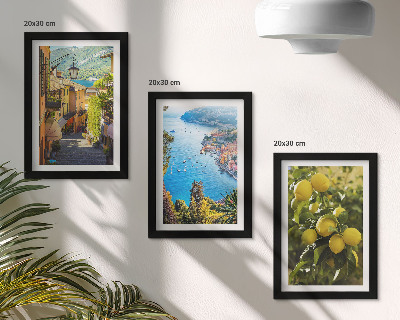 Photo frame wall Picturesque seaside streets with a view of the sea and lemons