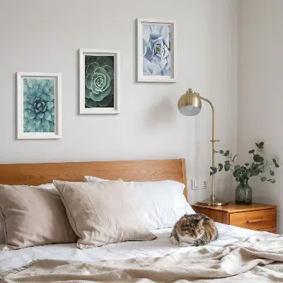 3-piece wall art set succulent plants with green and turquoise accents