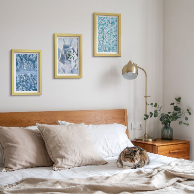 Photo frame wall Winter forest blue flower blue water surface