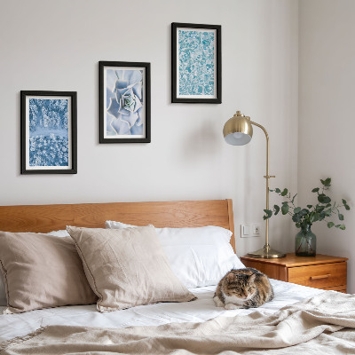 Photo frame wall Winter forest blue flower blue water surface