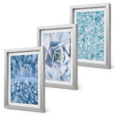 Photo frame wall Winter forest blue flower blue water surface