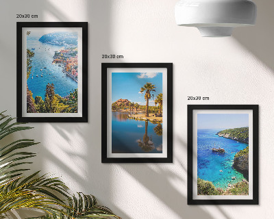 Framed triptych Seaside views with palm trees and blue water